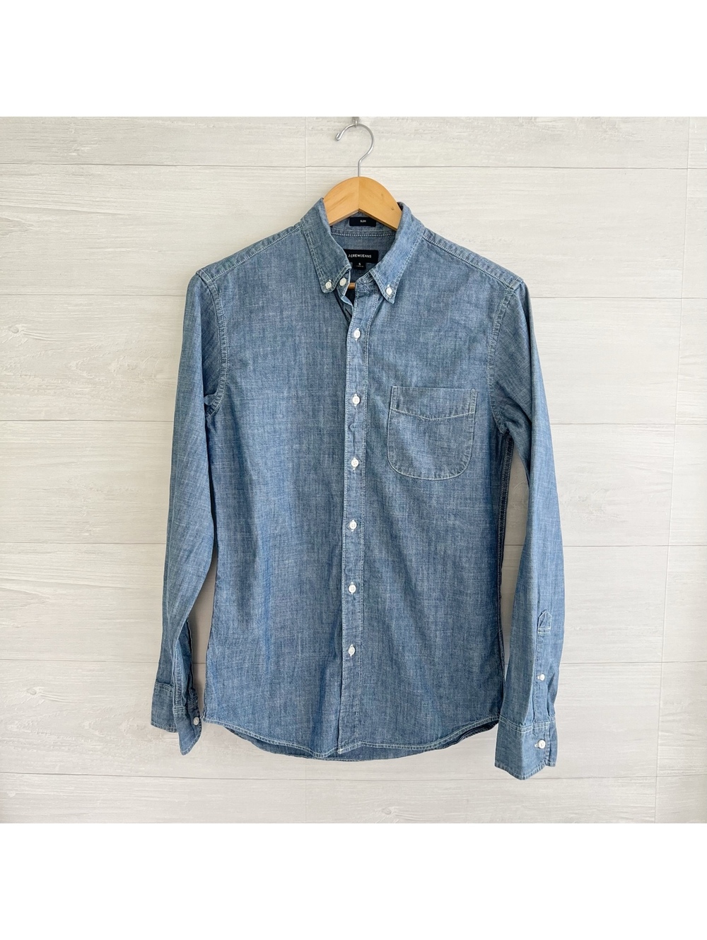 J.Crew Jeans Mens S Slim Fit Blue Chambray Button Down Shirt 100% Cotton